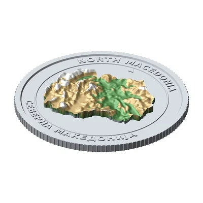 Đồng xu phù điêu địa hình 3D Bắc Macedonia 85 mm – Quà tặng sưu tầm