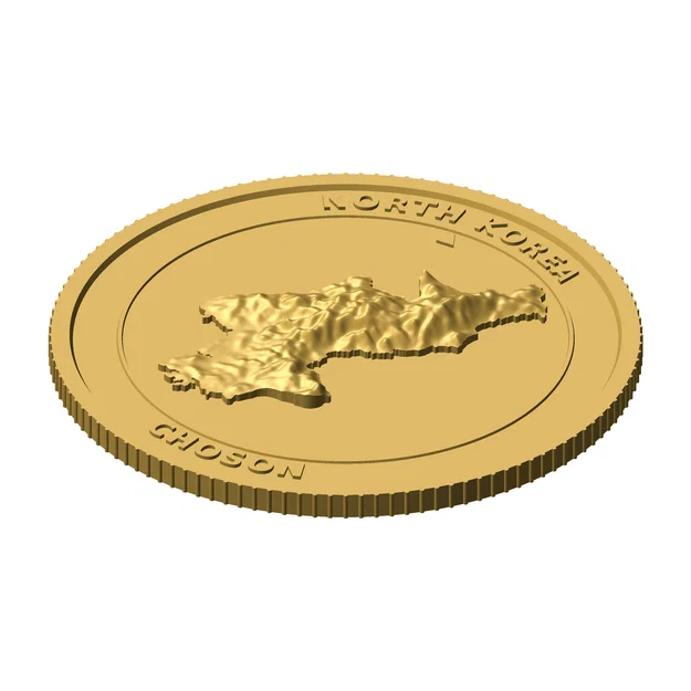 Đồng xu địa hình 3D Bắc Triều Tiên 85 mm – Token sưu tầm phù điêu - Image 1