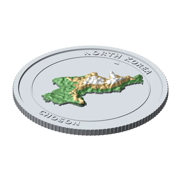 Đồng xu địa hình 3D Bắc Triều Tiên 85 mm – Token sưu tầm phù điêu - Image 2
