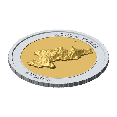 Đồng xu địa hình 3D Bắc Triều Tiên 85 mm – Token sưu tầm phù điêu