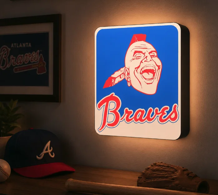 Hộp Đèn LED Vintage Atlanta Braves | Mô Hình 3D Đa Sắc (File 3MF) - Image 1