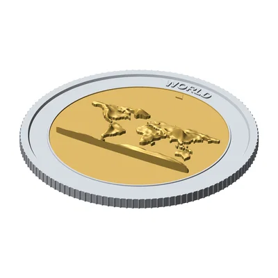 World 3D Topographic Coin 85 mm – Đồng xu sưu tầm địa hình nổi