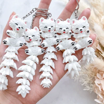 Mô hình chú chó Samoyed Flexi đáng yêu - Đồ chơi, móc khóa & nam châm