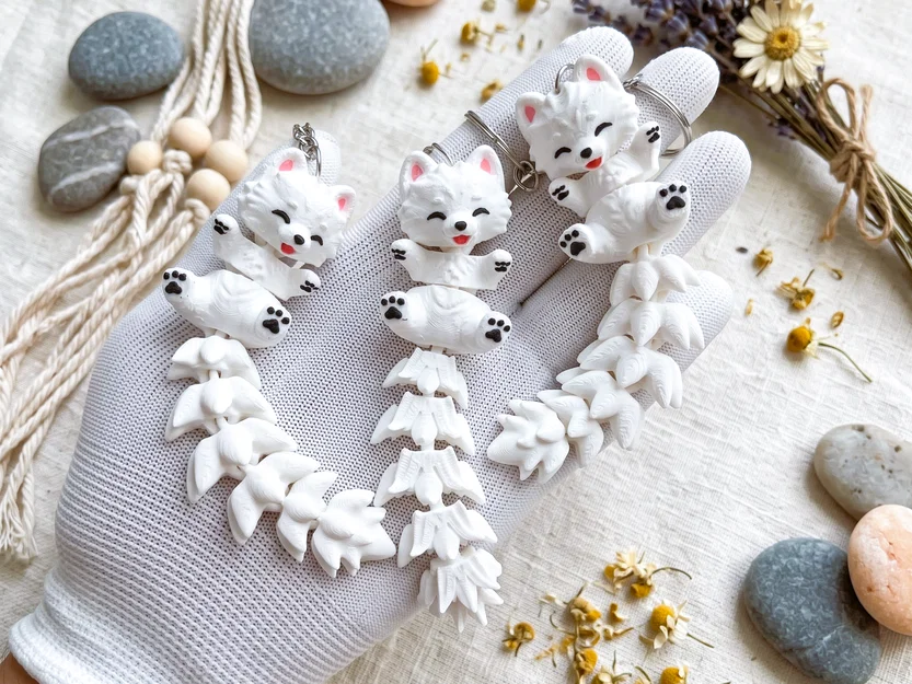 Mô hình chú chó Samoyed Flexi đáng yêu - Đồ chơi, móc khóa & nam châm - Image 6