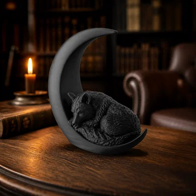 Sleeping Wolf On a Moon - Mô hình sói ngủ trên trăng khuyết