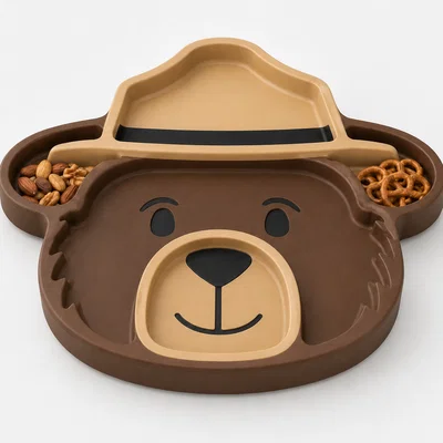 Khay đựng bánh kẹo hình gấu Smokey 3D - Thiết kế độc đáo cho bàn tiệc