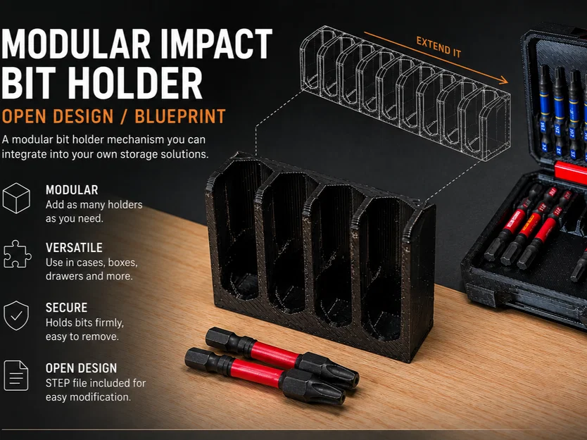 Bản vẽ thiết kế giá cắm mũi khoan Modular Impact Bit Holder - Image 1