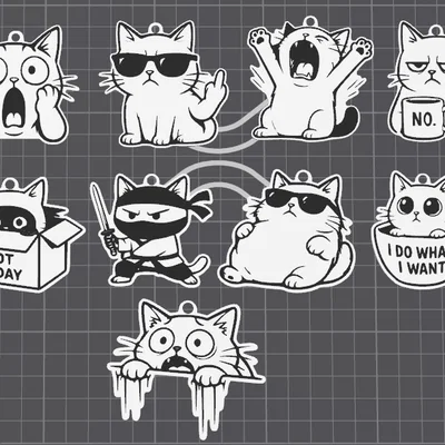 Bộ Sưu Tập Móc Khóa Mèo Mood Cats