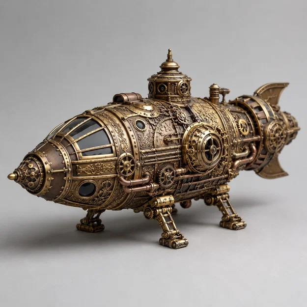 Mô hình phi thuyền Steampunk 3D độc đáo để trang trí - Image 1