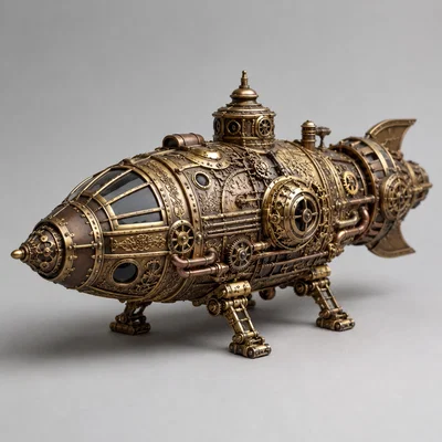 Mô hình phi thuyền Steampunk 3D độc đáo để trang trí