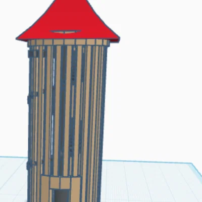 Mô hình tháp lâu đài cổ điển với cầu thang xoắn ốc in 3D