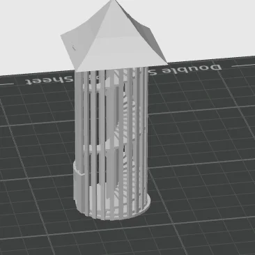 Mô hình tháp lâu đài cổ điển với cầu thang xoắn ốc in 3D