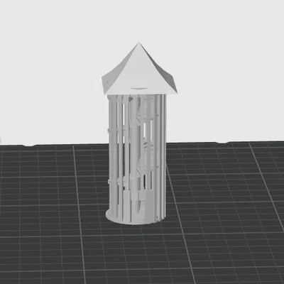 Mô hình tháp lâu đài cổ điển với cầu thang xoắn ốc in 3D