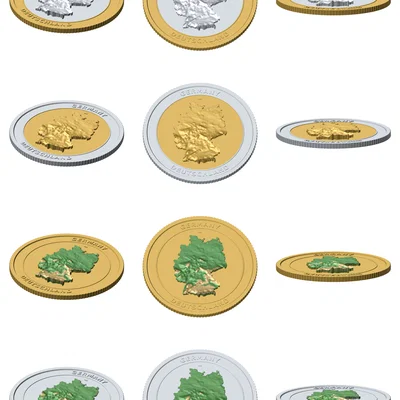 Đồng xu phù điêu địa hình 3D nước Đức (85 mm) – Token sưu tầm