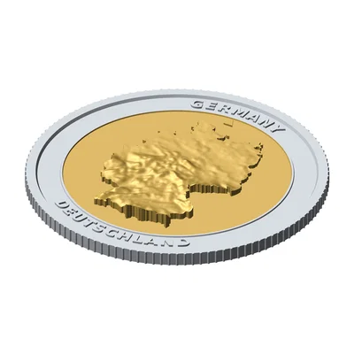 Đồng xu phù điêu địa hình 3D nước Đức (85 mm) – Token sưu tầm