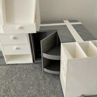 Bộ khay đựng đồ dùng để bàn dạng mô-đun xếp chồng