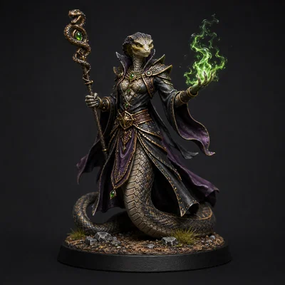 Mô hình Yuan-ti Sorcerer (Pháp sư Xà nhân) in 3D cho game DnD