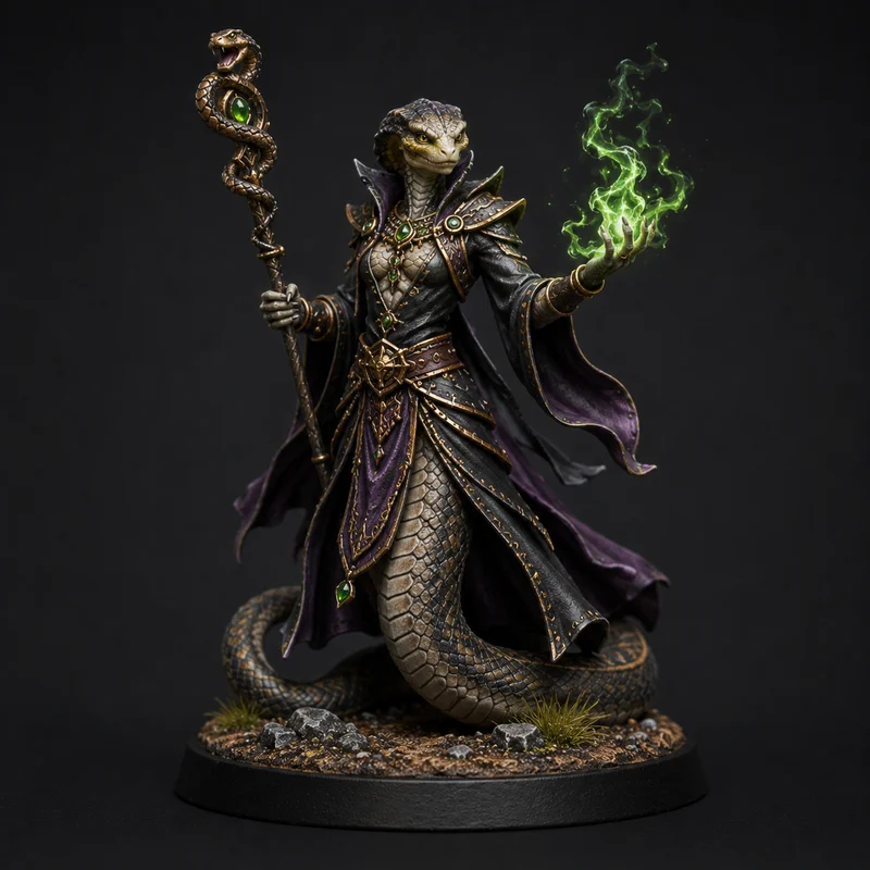 Mô hình Yuan-ti Sorcerer (Pháp sư Xà nhân) in 3D cho game DnD