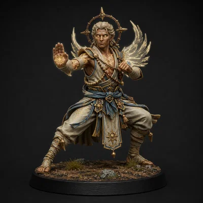 Mô hình Monk Aasimar (DnD) - Tượng chiến binh thiên thần in 3D
