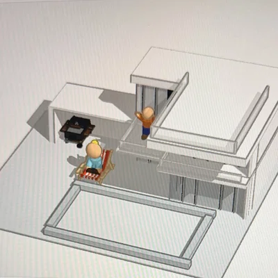 Mô hình 3D ngôi nhà có hồ bơi hiện đại (Pool with a House)