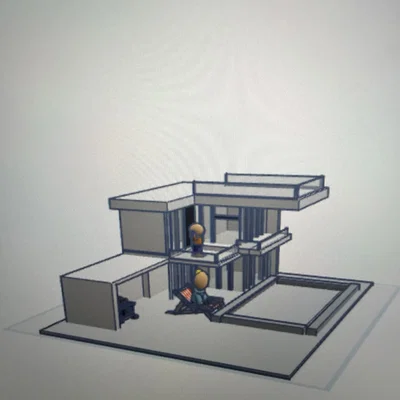 Mô hình 3D ngôi nhà có hồ bơi hiện đại (Pool with a House)