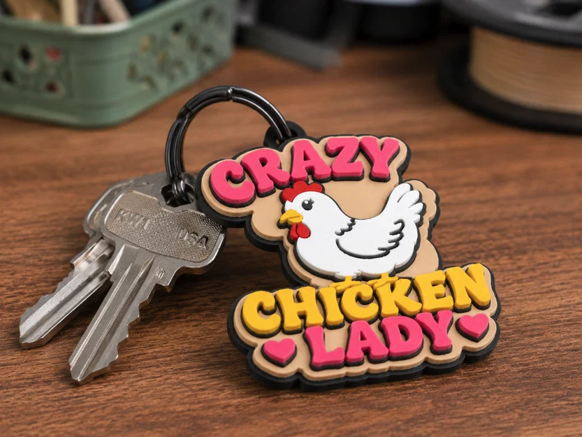 HypeTag — Móc khóa / Mặt dây chuyền Crazy Chicken Lady - Image 1