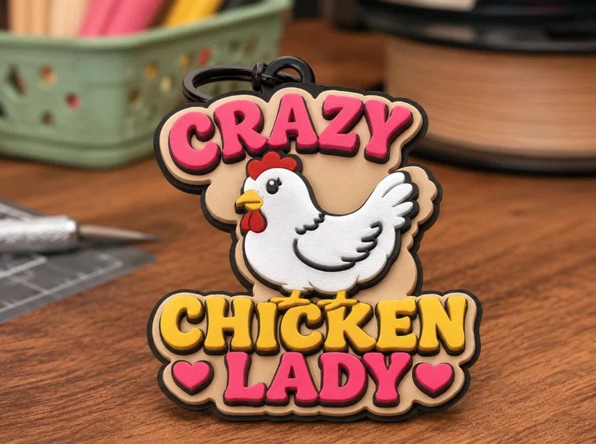 HypeTag — Móc khóa / Mặt dây chuyền Crazy Chicken Lady - Image 2