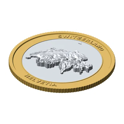 Đồng xu địa hình 3D Thụy Sĩ 85 mm – Token sưu tầm phù điêu