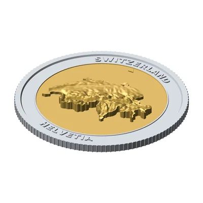 Đồng xu địa hình 3D Thụy Sĩ 85 mm – Token sưu tầm phù điêu
