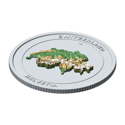 Đồng xu địa hình 3D Thụy Sĩ 85 mm – Token sưu tầm phù điêu