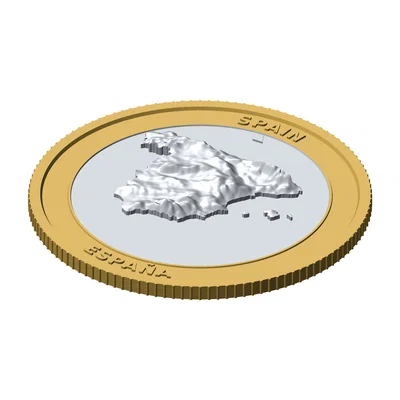 Đồng xu địa hình 3D Tây Ban Nha 85 mm – Token sưu tầm phù điêu