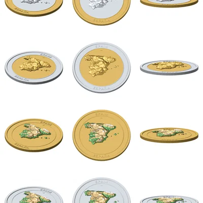 Đồng xu địa hình 3D Tây Ban Nha 85 mm – Token sưu tầm phù điêu