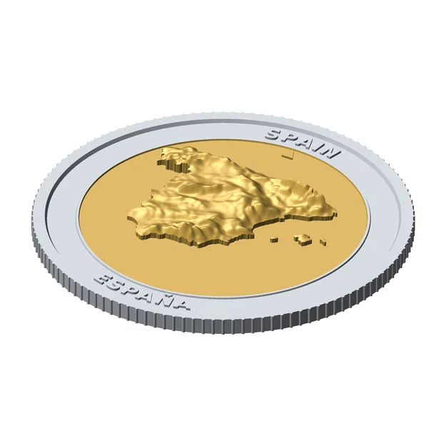 Đồng xu địa hình 3D Tây Ban Nha 85 mm – Token sưu tầm phù điêu - Image 3