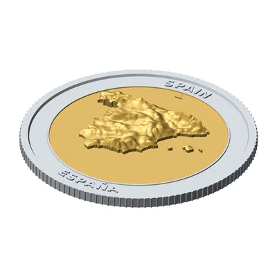 Đồng xu địa hình 3D Tây Ban Nha 85 mm – Token sưu tầm phù điêu
