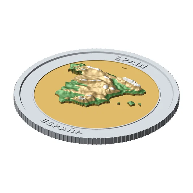 Đồng xu địa hình 3D Tây Ban Nha 85 mm – Token sưu tầm phù điêu - Image 5