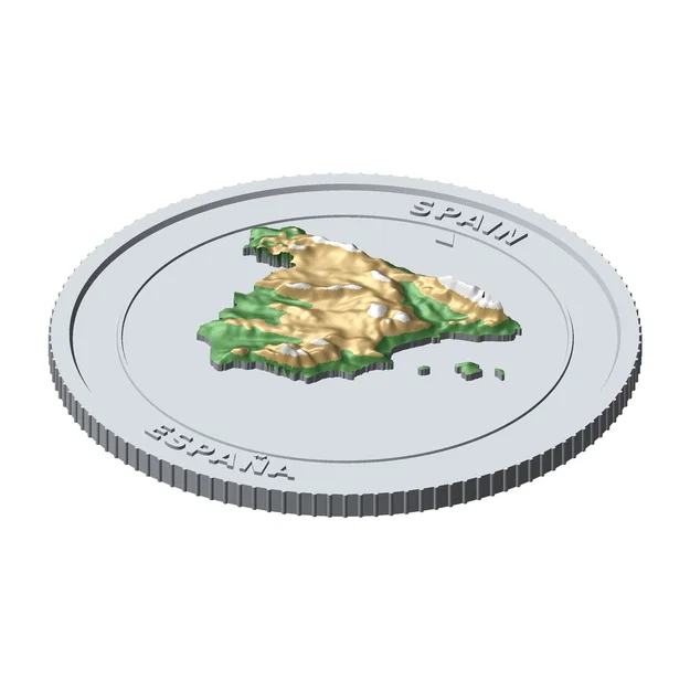Đồng xu địa hình 3D Tây Ban Nha 85 mm – Token sưu tầm phù điêu - Image 6