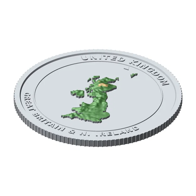 Đồng xu 3D Topographic Vương quốc Anh 85 mm – Quà tặng sưu tầm dạng phù điêu - Image 4