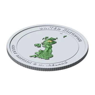 Đồng xu 3D Topographic Vương quốc Anh 85 mm – Quà tặng sưu tầm dạng phù điêu