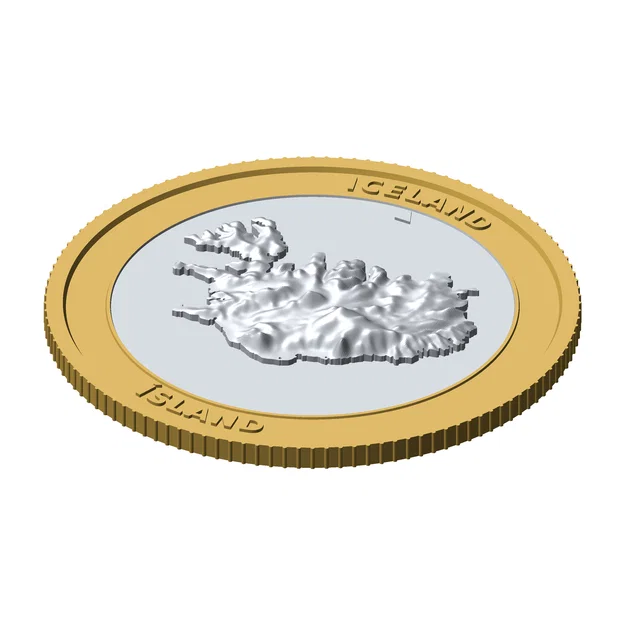 Đồng Xu Địa Hình 3D Iceland 85 mm – Quà Tặng Sưu Tầm - Image 1