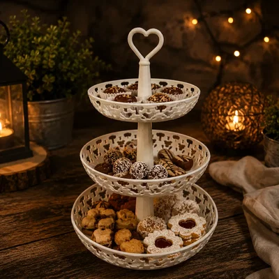 Kệ Đựng Bánh 3 Tầng – Tay Cầm Hình Trái Tim