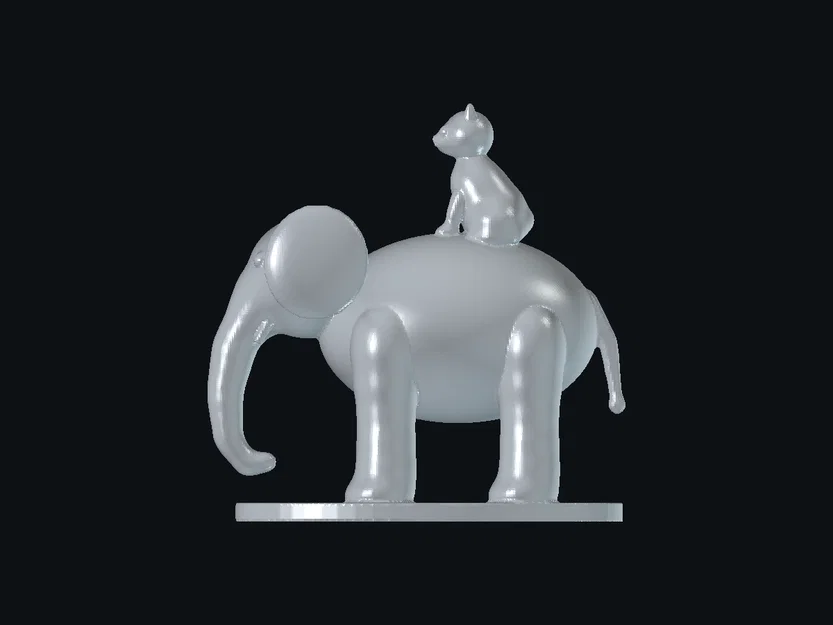 Mô hình chú voi và mèo 3D đáng yêu - File in 3D trang trí độc đáo - Image 1