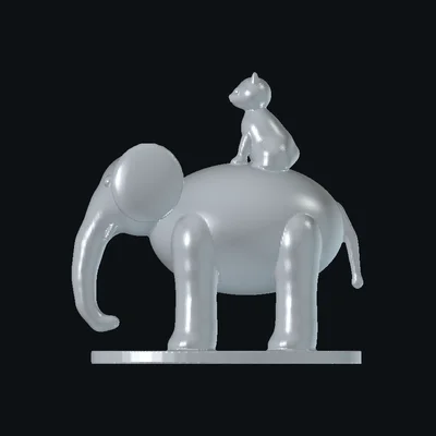 Mô hình chú voi và mèo 3D đáng yêu - File in 3D trang trí độc đáo