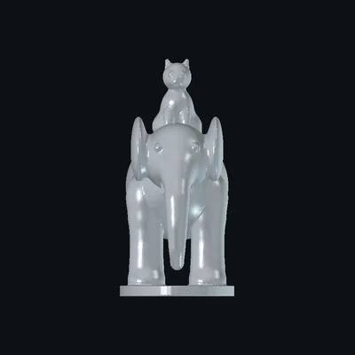 Mô hình chú voi và mèo 3D đáng yêu - File in 3D trang trí độc đáo