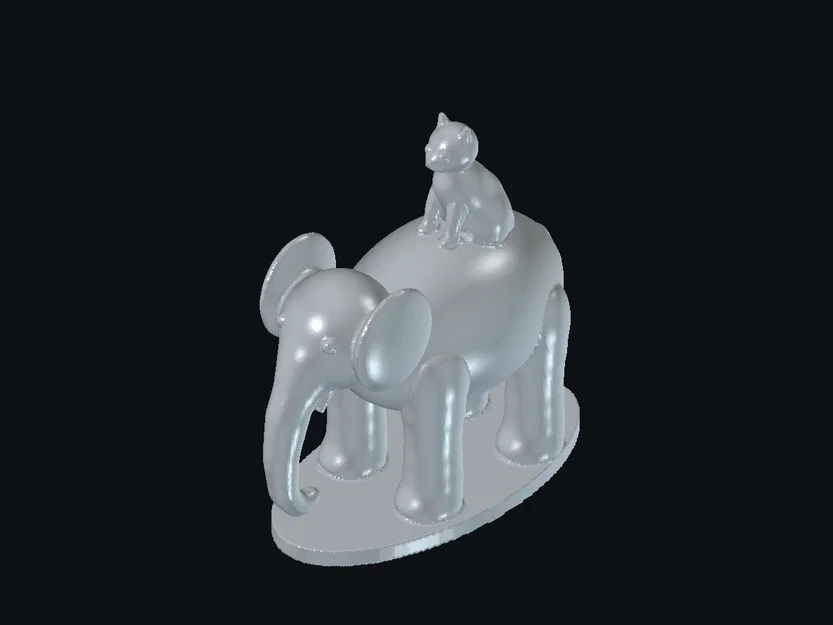 Mô hình chú voi và mèo 3D đáng yêu - File in 3D trang trí độc đáo - Image 3