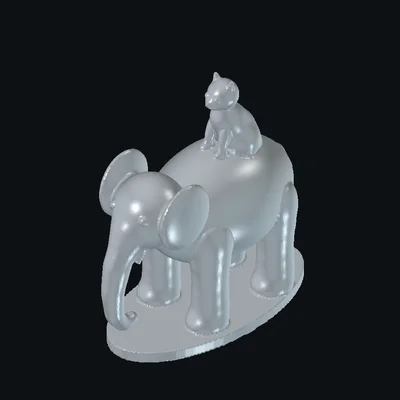 Mô hình chú voi và mèo 3D đáng yêu - File in 3D trang trí độc đáo