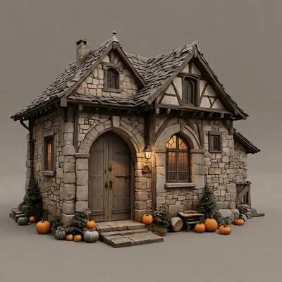 Mô hình nhà đá cổ điển phong cách Fantasy trang trí cực đẹp