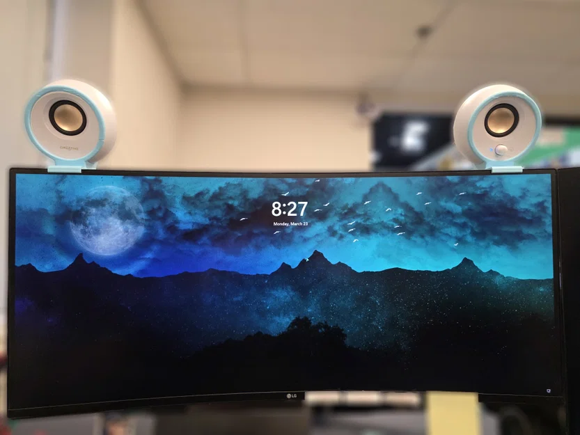Giá treo loa Creative Pebble V3 cho màn hình cong LG 34 inch - Image 2