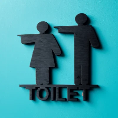 Biển báo nhà vệ sinh chỉ hướng (Directional Toilet Sign)