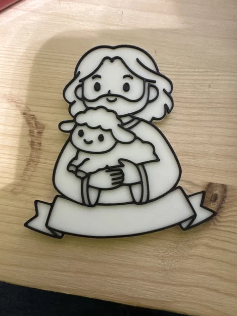 Mô hình 3D Chúa Jesus và chú cừu nhỏ trang trí để bàn - Image 1