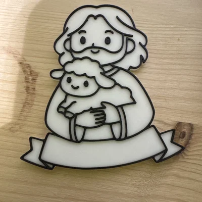 Mô hình 3D Chúa Jesus và chú cừu nhỏ trang trí để bàn